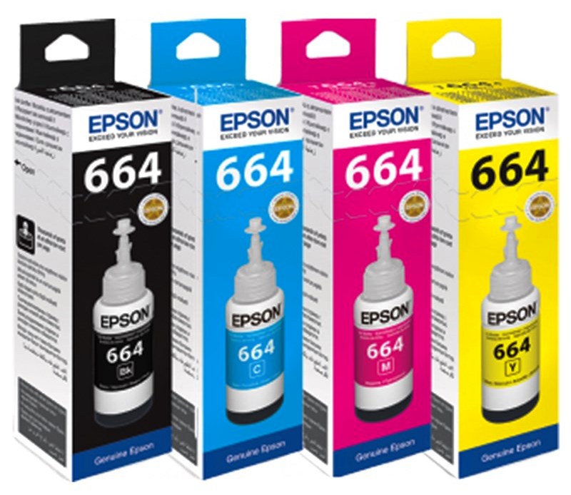 Epson T664 20 adet mürekkep siyah sarı kırmızı mavi 70 ml